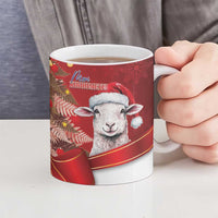 Personalized New Zealand Sheep Christmas Ceramic Mug Hipi Meri Kirihimete Silver Fern Xmas Tree - Polynesian Pride