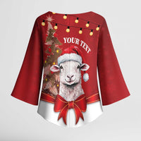 Personalized New Zealand Sheep Christmas Kimono Sleeve Blouse Hipi Meri Kirihimete Silver Fern Xmas Tree - Polynesian Pride