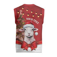 Personalized New Zealand Sheep Christmas Knitted V-Neck Vest Hipi Meri Kirihimete Silver Fern Xmas Tree - Polynesian Pride