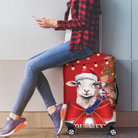 Personalized New Zealand Sheep Christmas Luggage Cover Hipi Meri Kirihimete Silver Fern Xmas Tree - Polynesian Pride