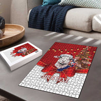 Personalized New Zealand Sheep Christmas Puzzle Hipi Meri Kirihimete Silver Fern Xmas Tree - Polynesian Pride