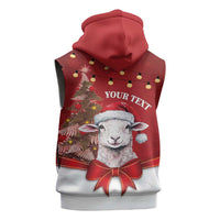 Personalized New Zealand Sheep Christmas Sleeveless Hoodie Hipi Meri Kirihimete Silver Fern Xmas Tree - Polynesian Pride
