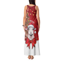 Personalized New Zealand Sheep Christmas Tank Maxi Dress Hipi Meri Kirihimete Silver Fern Xmas Tree - Polynesian Pride