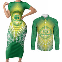 Cook Islands 682 Couples Matching Short Sleeve Bodycon Dress and Long Sleeve Button Shirt Kuki 'Airani Area Code Proud