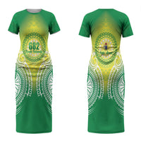 Cook Islands 682 Couples Matching Short Sleeve Bodycon Dress and Long Sleeve Button Shirt Kuki 'Airani Area Code Proud