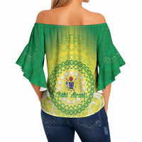 Cook Islands 682 Off Shoulder Wrap Waist Top Kuki 'Airani Area Code Proud