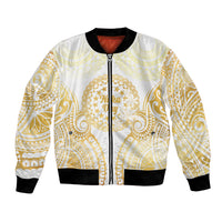 Cook Islands Gospel Day Bomber Jacket Happy Nuku Day Tiare Maori Gold