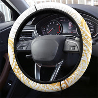 Cook Islands Gospel Day Steering Wheel Cover Happy Nuku Day Tiare Maori Gold