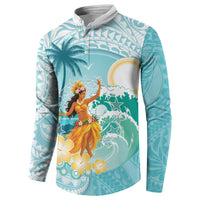 Ura Cook Islands Button Sweatshirt Kuki 'Airani Traditional Dance Tropical Vibes