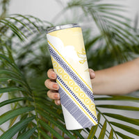 Peniamina Gospel Day Niue Skinny Tumbler Cross Dove Hiapo Pattern Yellow