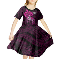 polynesia-breast-cancer-awareness-kid-short-sleeve-dress-think-pink-polynesian-ribbon-black-version