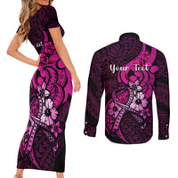 personalised-polynesia-breast-cancer-awareness-couples-matching-short-sleeve-bodycon-dress-and-long-sleeve-button-shirts-think-pink-polynesian-ribbon-black-version