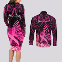 presonalised-tonga-breast-cancer-awareness-couples-matching-long-sleeve-bodycon-dress-and-long-sleeve-button-shirts-pink-ribbon-brave-strong-warrior-tongan-ngatu-pattern