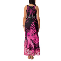 Presonalised Tonga Breast Cancer Awareness Family Matching Tank Maxi Dress and Hawaiian Shirt Pink Ribbon Brave Strong Warrior Tongan Ngatu Pattern LT14 - Polynesian Pride