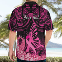 Presonalised Tonga Breast Cancer Awareness Hawaiian Shirt Pink Ribbon Brave Strong Warrior Tongan Ngatu Pattern LT14 - Polynesian Pride