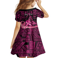 presonalised-tonga-breast-cancer-awareness-kid-short-sleeve-dress-pink-ribbon-brave-strong-warrior-tongan-ngatu-pattern