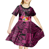 presonalised-tonga-breast-cancer-awareness-kid-short-sleeve-dress-pink-ribbon-brave-strong-warrior-tongan-ngatu-pattern
