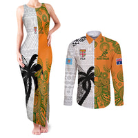 fiji-and-australia-rugby-couples-matching-tank-maxi-dress-and-long-sleeve-button-shirts-2023-world-cup-aboriginal-mix-tapa-pattern
