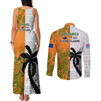 fiji-and-australia-rugby-couples-matching-tank-maxi-dress-and-long-sleeve-button-shirts-2023-world-cup-aboriginal-mix-tapa-pattern
