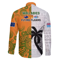 fiji-and-australia-rugby-family-matching-off-shoulder-long-sleeve-dress-and-hawaiian-shirt-2023-world-cup-aboriginal-mix-tapa-pattern
