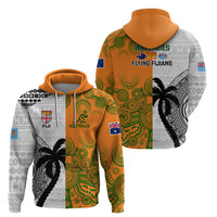 Fiji And Australia Rugby Hoodie 2023 World Cup Aboriginal Mix Tapa Pattern LT14 - Polynesian Pride