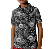 Hawaii Christmas Kid Polo Shirt Tropical Style With Coat Of Arms LT14 Kid Black - Polynesian Pride