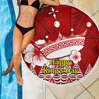 Tonga King Tupou I Day Beach Blanket Tongan Ngatu Pattern With Crown LT14 - Wonder Print Shop