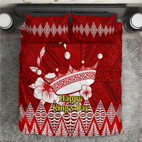 Tonga King Tupou I Day Bedding Set Tongan Ngatu Pattern With Crown LT14 Red - Polynesian Pride