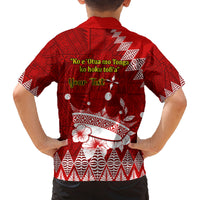 Personalised Tonga King Tupou I Day Family Matching Off Shoulder Long Sleeve Dress and Hawaiian Shirt Tongan Ngatu Pattern With Crown LT14 - Polynesian Pride