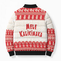 Red Mele Kalikimaka Hawaii Bomber Puffer Jacket Funny Ho Ho Ho Santa Shaka - Polynesian Pride
