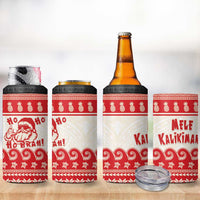 Red Mele Kalikimaka Hawaii 4 in 1 Can Cooler Tumbler Funny Ho Ho Ho Santa Shaka - Polynesian Pride