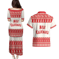 Red Mele Kalikimaka Hawaii Couples Matching Puletasi and Hawaiian Shirt Funny Ho Ho Ho Santa Shaka LT14 - Polynesian Pride