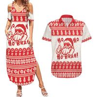 Red Mele Kalikimaka Hawaii Couples Matching Summer Maxi Dress and Hawaiian Shirt Funny Ho Ho Ho Santa Shaka LT14 Red - Polynesian Pride
