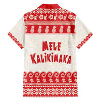 Red Mele Kalikimaka Hawaii Family Matching Long Sleeve Bodycon Dress and Hawaiian Shirt Funny Ho Ho Ho Santa Shaka - Polynesian Pride