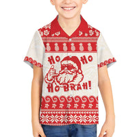 Red Mele Kalikimaka Hawaii Family Matching Long Sleeve Bodycon Dress and Hawaiian Shirt Funny Ho Ho Ho Santa Shaka - Polynesian Pride