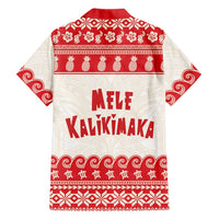 Red Mele Kalikimaka Hawaii Family Matching Off Shoulder Short Dress and Hawaiian Shirt Funny Ho Ho Ho Santa Shaka LT14 - Polynesian Pride