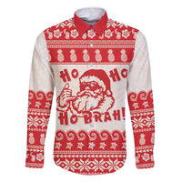 Red Mele Kalikimaka Hawaii Family Matching Off Shoulder Short Dress and Hawaiian Shirt Funny Ho Ho Ho Santa Shaka - Polynesian Pride