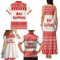 Red Mele Kalikimaka Hawaii Family Matching Tank Maxi Dress and Hawaiian Shirt Funny Ho Ho Ho Santa Shaka - Polynesian Pride
