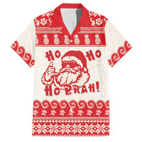 Red Mele Kalikimaka Hawaii Family Matching Tank Maxi Dress and Hawaiian Shirt Funny Ho Ho Ho Santa Shaka LT14 Dad's Shirt - Short Sleeve Red - Polynesian Pride
