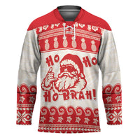 Red Mele Kalikimaka Hawaii Hockey Jersey Funny Ho Ho Ho Santa Shaka - Polynesian Pride