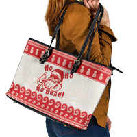 Red Mele Kalikimaka Hawaii Leather Tote Bag Funny Ho Ho Ho Santa Shaka - Polynesian Pride