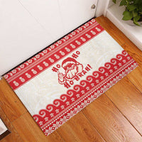 Red Mele Kalikimaka Hawaii Rubber Doormat Funny Ho Ho Ho Santa Shaka - Polynesian Pride