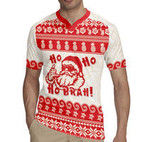 Red Mele Kalikimaka Hawaii Rugby Jersey Funny Ho Ho Ho Santa Shaka LT14 - Polynesian Pride