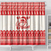 Red Mele Kalikimaka Hawaii Shower Curtain Funny Ho Ho Ho Santa Shaka - Polynesian Pride