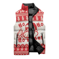 Red Mele Kalikimaka Hawaii Sleeveless Puffer Jacket Funny Ho Ho Ho Santa Shaka - Polynesian Pride