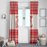 Red Mele Kalikimaka Hawaii Window Curtain Funny Ho Ho Ho Santa Shaka - Polynesian Pride