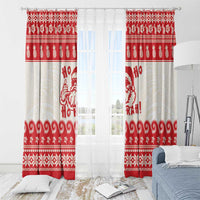 Red Mele Kalikimaka Hawaii Window Curtain Funny Ho Ho Ho Santa Shaka - Polynesian Pride