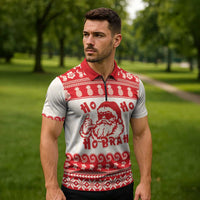 Red Mele Kalikimaka Hawaii Zipper Polo Shirt Funny Ho Ho Ho Santa Shaka - Polynesian Pride