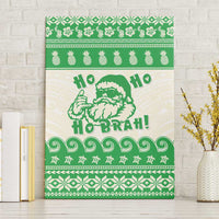 Green Mele Kalikimaka Hawaii Canvas Wall Art Funny Ho Ho Ho Santa Shaka - Polynesian Pride