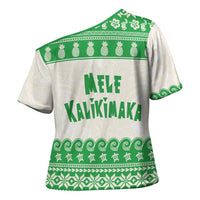 Green Mele Kalikimaka Hawaii Cross Shoulder Shirt Funny Ho Ho Ho Santa Shaka - Polynesian Pride